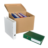 Kép 2/3 - Archiváló konténer karton doboz fedeles 42x31x32cm, felfelé nyíló tetővel (kívül záródó) Bluering® barna