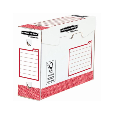 Archiváló doboz Extra erős, A4+, 100mm, Fellowes® Bankers Box Basic, 20 db/csomag, piros/fehér