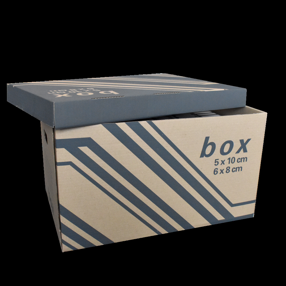 Archiváló konténer karton doboz fedeles 52x35x30cm, külön záródó levehető fedéllel Fornax