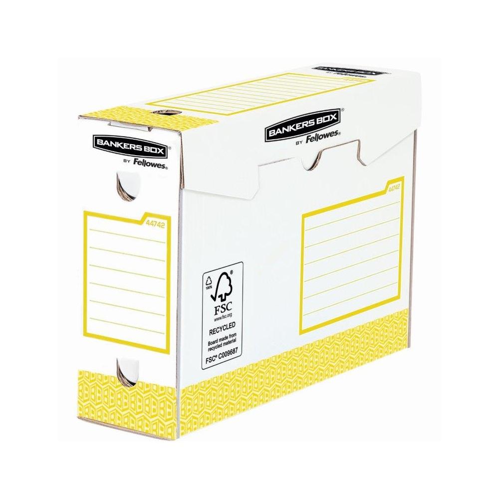 Archiváló doboz Extra erős, A4+, 100mm, Fellowes® Bankers Box Basic, 20 db/csomag, sárga/fehér