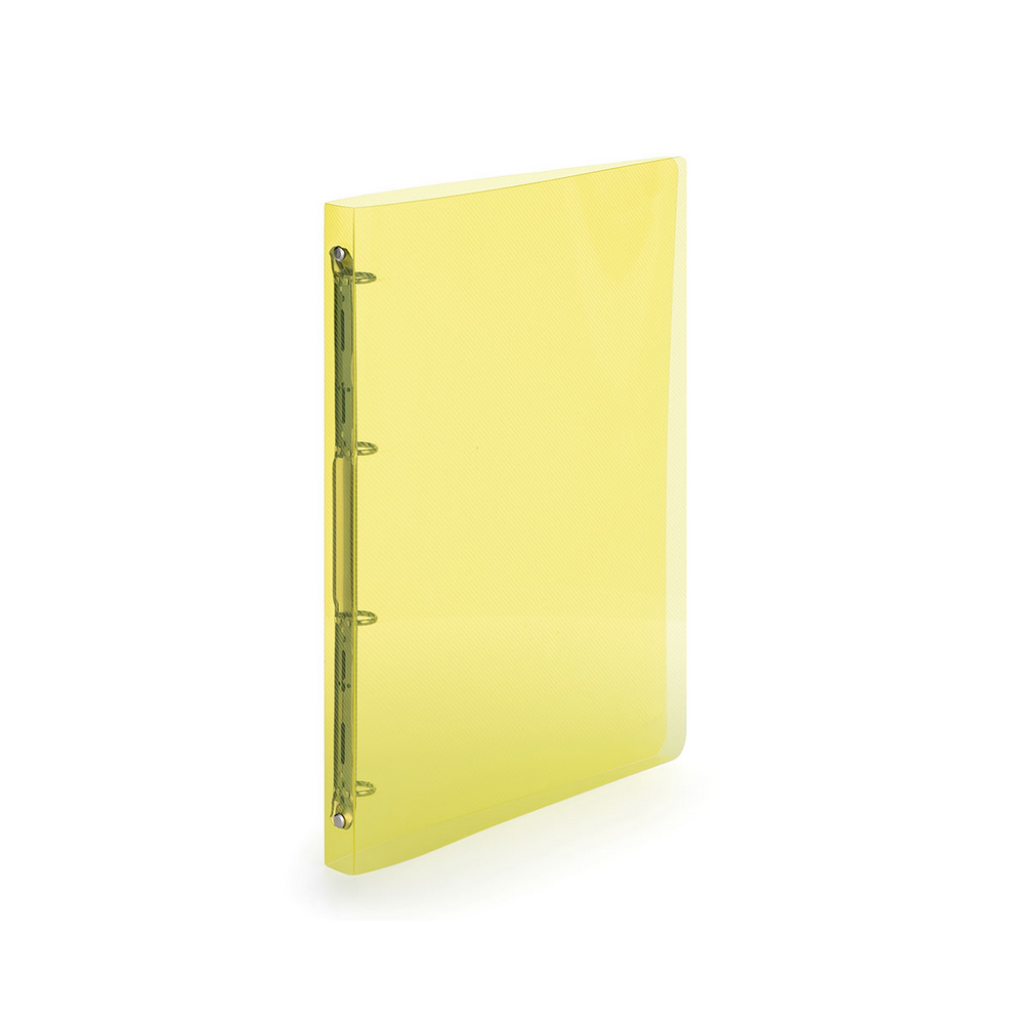 Gyűrűskönyv A4, 4 gyűrűs 2cm gerinc áttetsző PP, Karton P+P Lines sárga